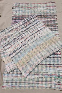 catalog photo of vintage country primitive cotton rugs, woven rag rug kitchen or porch runner rugs