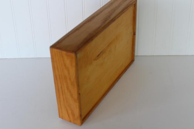 photo of vintage country primitive pine knife box or silverware tray, wood tote w/ handle #4