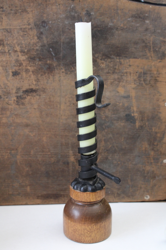 photo of vintage courting candlestick, antique reproduction wrought iron spiral candle holder  #1