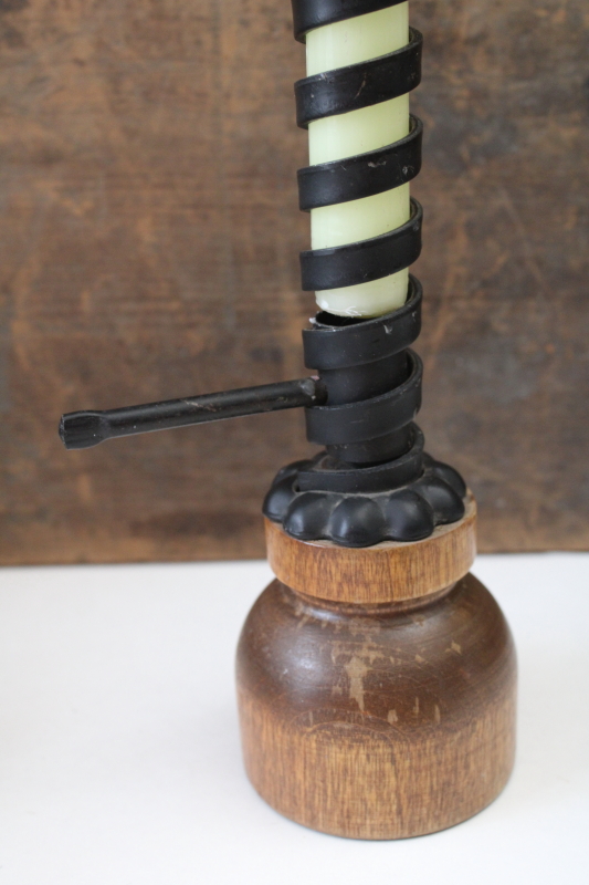 photo of vintage courting candlestick, antique reproduction wrought iron spiral candle holder  #2