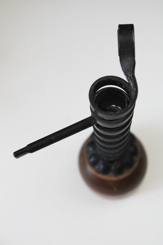 photo of vintage courting candlestick, antique reproduction wrought iron spiral candle holder  #4