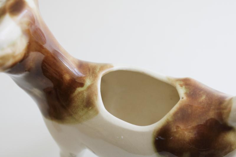 photo of vintage cow creamer, milking shorthorn brown brindle spotted cow pitcher #4