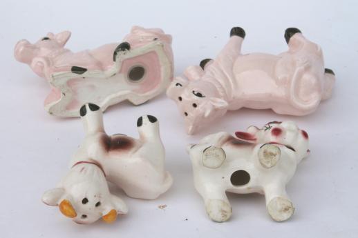 photo of vintage cow creamers, salt & pepper shakers - cow collection pink & purple cows! #2