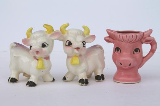 photo of vintage cow creamers, salt & pepper shakers - cow collection pink & purple cows! #3