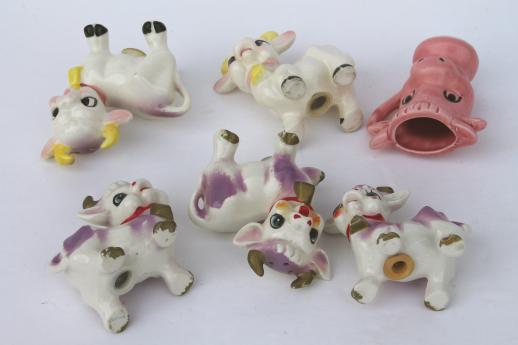 photo of vintage cow creamers, salt & pepper shakers - cow collection pink & purple cows! #5