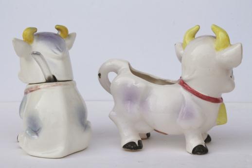 photo of vintage cow creamers, salt & pepper shakers - cow collection pink & purple cows! #10