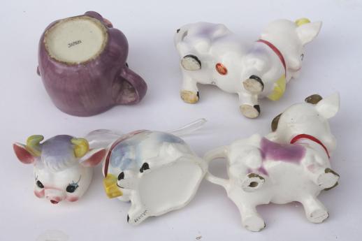 photo of vintage cow creamers, salt & pepper shakers - cow collection pink & purple cows! #11