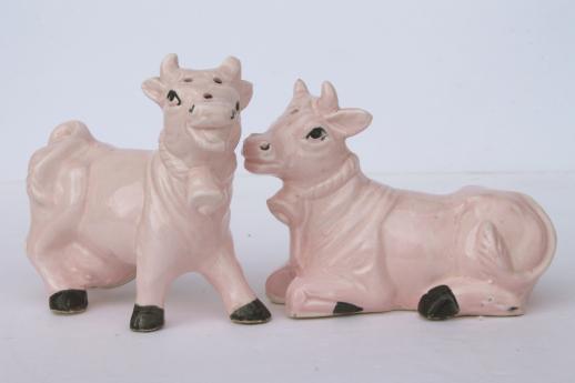 photo of vintage cow creamers, salt & pepper shakers - cow collection pink & purple cows! #13