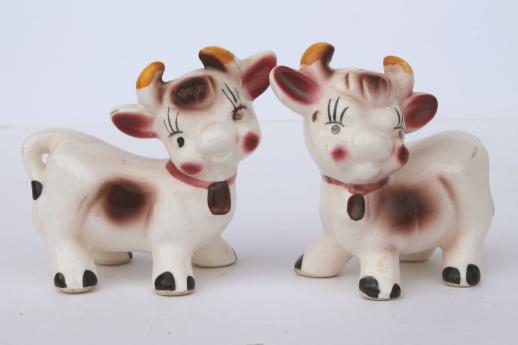 photo of vintage cow creamers, salt & pepper shakers - cow collection pink & purple cows! #14