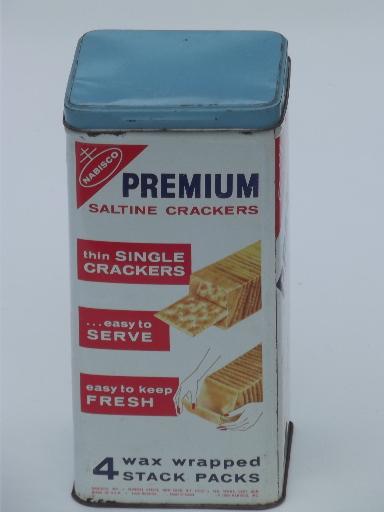 photo of vintage cracker tin, crackers canister advertising Premium saltines dated 1969 #3