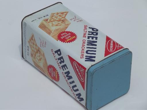 photo of vintage cracker tin, crackers canister advertising Premium saltines dated 1969 #6