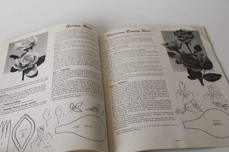 photo of vintage craft booklet Dennison crepe paper flowers to make, full size patterns for petals w/ instructions  #3