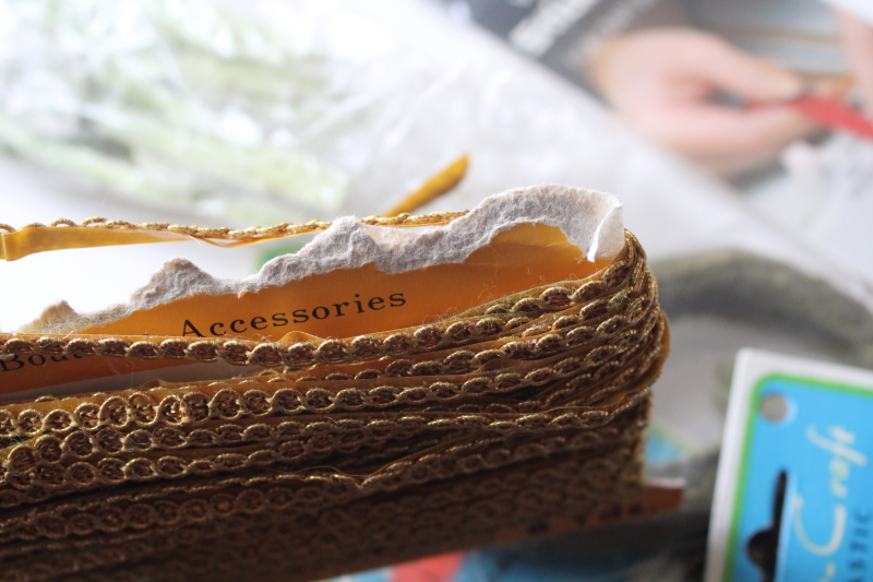 photo of vintage craft supplies lot, trim, beads, sequins, glitter for making Christmas ornaments #5