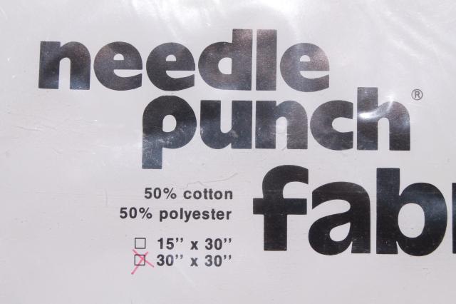 photo of vintage craft supplies - punch needle embroidery tool, fabric, needlework kit #3