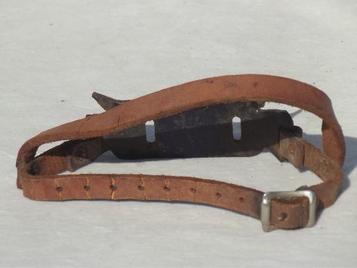 photo of vintage crampons, old steel boot cleats for walking on ice and snow #3