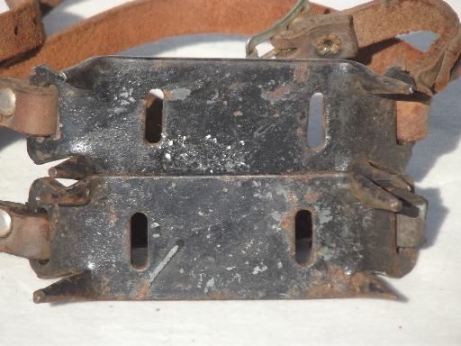 photo of vintage crampons, old steel boot cleats for walking on ice and snow #4