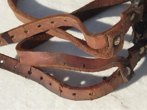 photo of vintage crampons, old steel boot cleats for walking on ice and snow #5