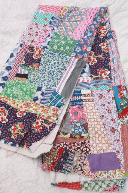 photo of vintage crazy quilt w/ all cotton prints, fun cottage style bohemian retro bed cover #9