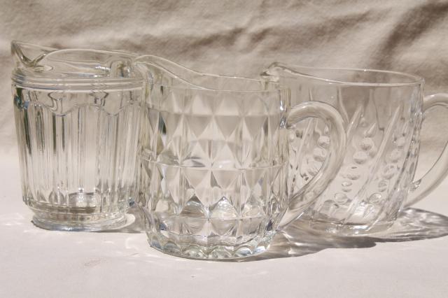 photo of vintage creamers, cream or milk jugs - collection of clear depression glass pitchers  #1