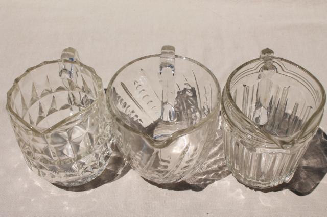 photo of vintage creamers, cream or milk jugs - collection of clear depression glass pitchers  #2