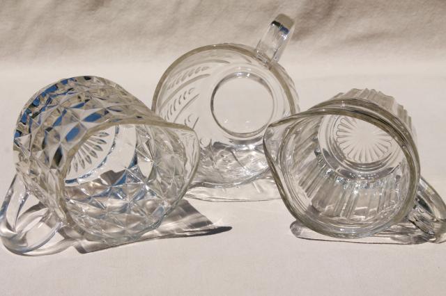 photo of vintage creamers, cream or milk jugs - collection of clear depression glass pitchers  #9