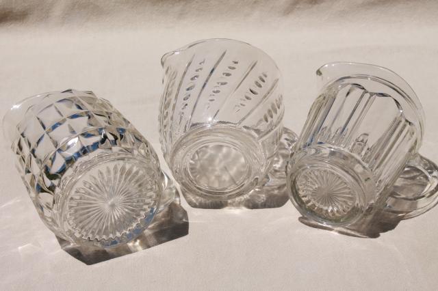 photo of vintage creamers, cream or milk jugs - collection of clear depression glass pitchers  #10