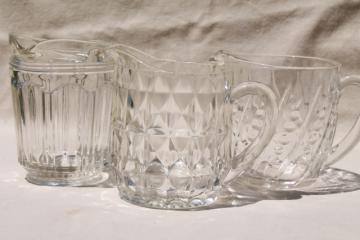 catalog photo of vintage creamers, cream or milk jugs - collection of clear depression glass pitchers 