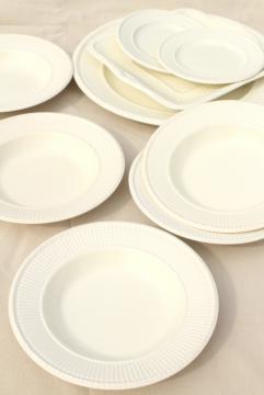 catalog photo of vintage creamware all cream white English Wedgwood Edme china soup bowls & serving trays