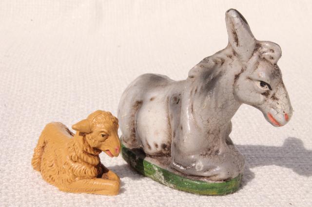 photo of vintage creche figures, assorted animals for Nativity scene or Christmas putz village #2