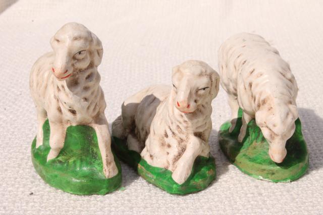 photo of vintage creche figures, assorted animals for Nativity scene or Christmas putz village #4