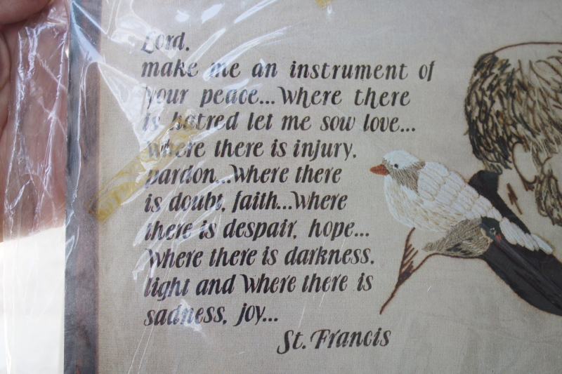 photo of vintage crewel embroidery kit St Francis prayer Lord, Make Me An Instrument of Your Peace #3