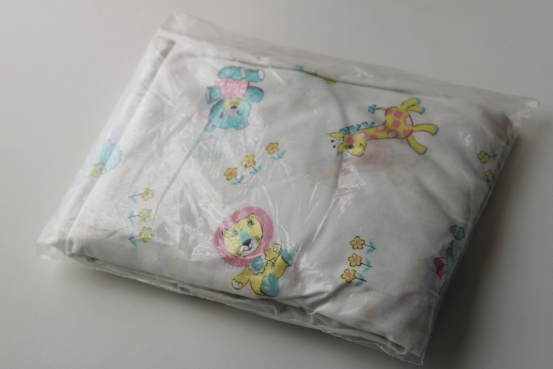 photo of vintage crib sheet sealed package Gamble Skogmo USA made all cotton fabric w/ baby animals print #3