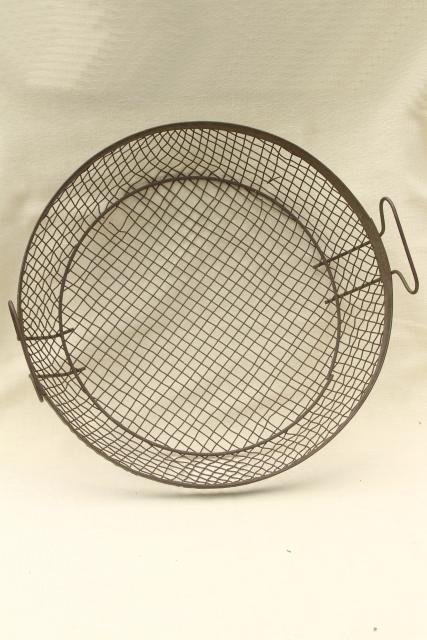 photo of vintage crimped wire basket, rustic kitchen colander / strainer or egg basket #4