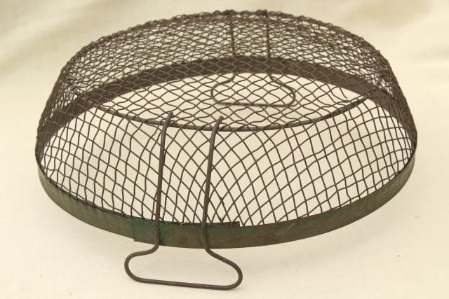 photo of vintage crimped wire basket, rustic kitchen colander / strainer or egg basket #6