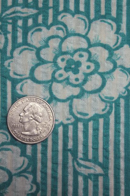 photo of vintage crinkle cotton plisse, cool lightweight fabric w/ retro turquoise print #3