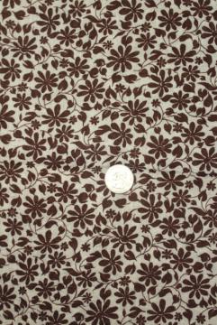 catalog photo of vintage crinkle cotton plisse, lightweight airy fabric flower print in brown & white