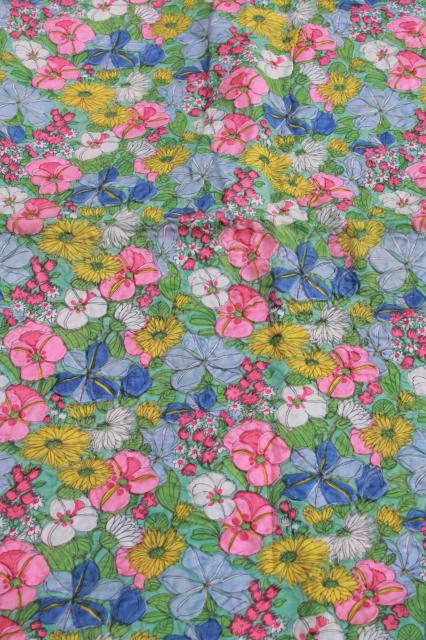 photo of vintage crinkle pucker texture lightweight poly 'silk' fabric, english garden print #1