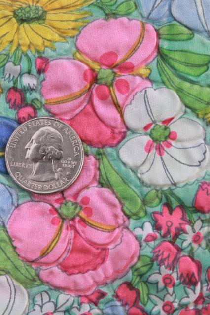 photo of vintage crinkle pucker texture lightweight poly 'silk' fabric, english garden print #2