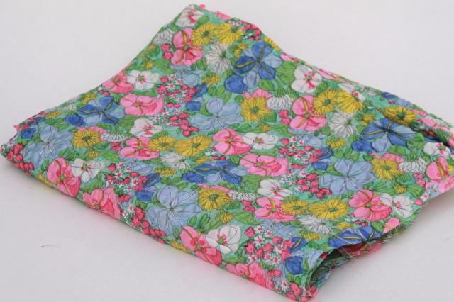 photo of vintage crinkle pucker texture lightweight poly 'silk' fabric, english garden print #4