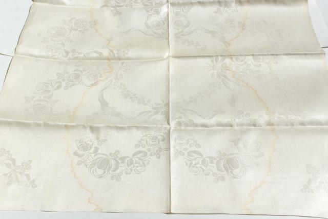 photo of vintage crisp linen damask fabric, unused towels or napkins by the yard to cut & sew #5