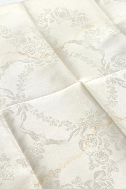 photo of vintage crisp linen damask fabric, unused towels or napkins by the yard to cut & sew #7