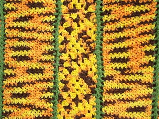 photo of vintage crochet afghan blanket, soft and cozy autumn harvest colors #3