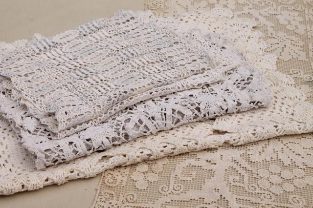 photo of vintage crochet and lace table runners / dresser scarves, shabby cottage granny chic #1