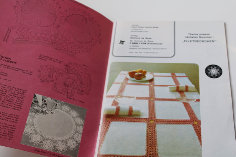photo of vintage crochet booklet, rare German language crocheted lace edgings & doily patterns #2