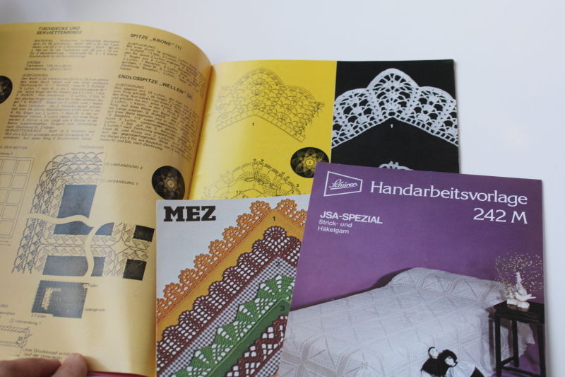 photo of vintage crochet booklet, rare German language crocheted lace edgings & doily patterns #3