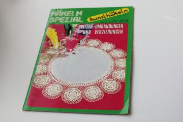 catalog photo of vintage crochet booklet, rare German language crocheted lace edgings & doily patterns 