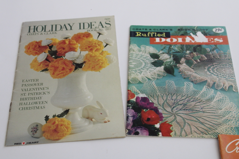 photo of vintage crochet booklets, lace doilies, tablecloths, linens, lot of digest size pattern books #5