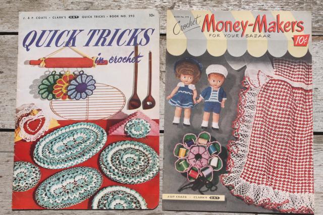 photo of vintage crochet booklets lot - patterns for pot holders, doilies, crocheted lace edgings and more #9