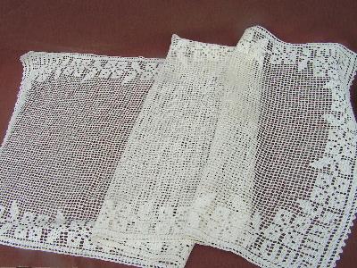 photo of vintage crochet cottage chic lace table runner #1