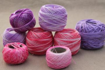 catalog photo of vintage crochet cotton thread, pearl cotton embroidery floss & fine lace tatting thread